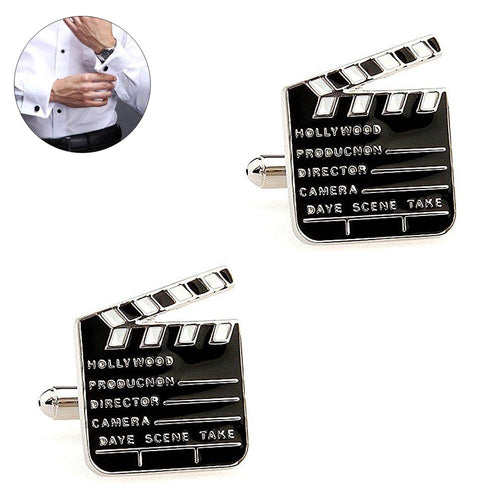 Cufflinks  Movie Clapper Board Cufflinks Men Shirt Cuff Links Hollywood Movie Director Fans Film-Makers Producer Great Gift Christmas Day Birthday Father´s Day (Black)